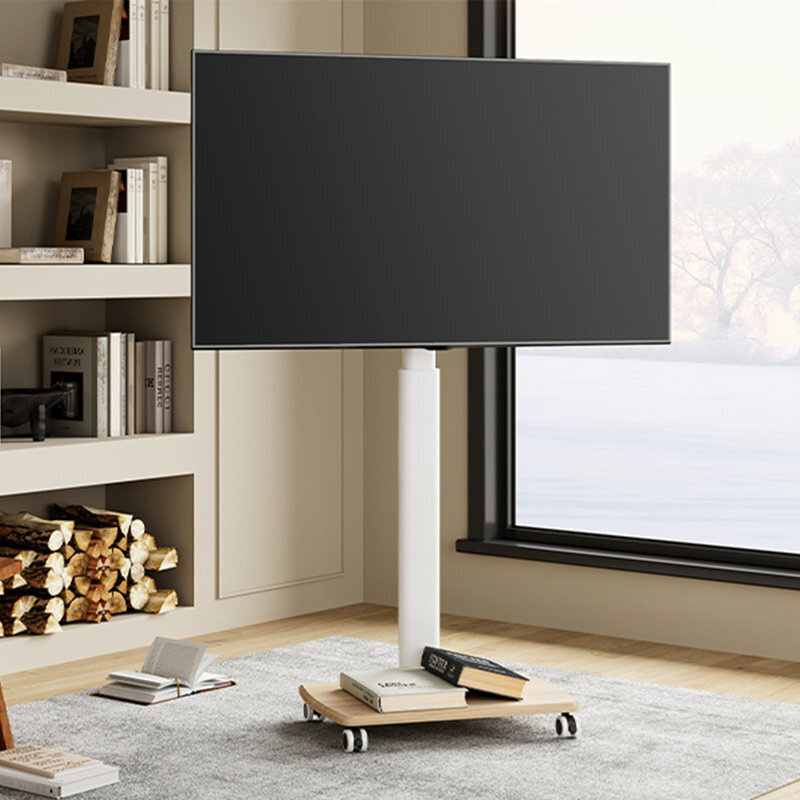 Swivel TV Stand with Lockable Wheels