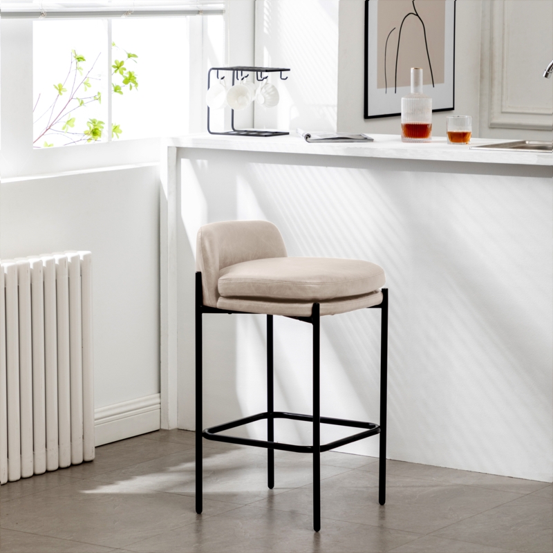 Low-Back Faux Leather Counter Stool