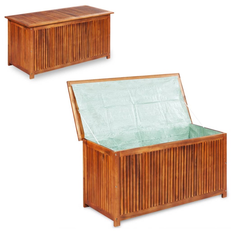 Symple Stuff Water Resistant Acacia Solid Wood Blanket Chest in Brown