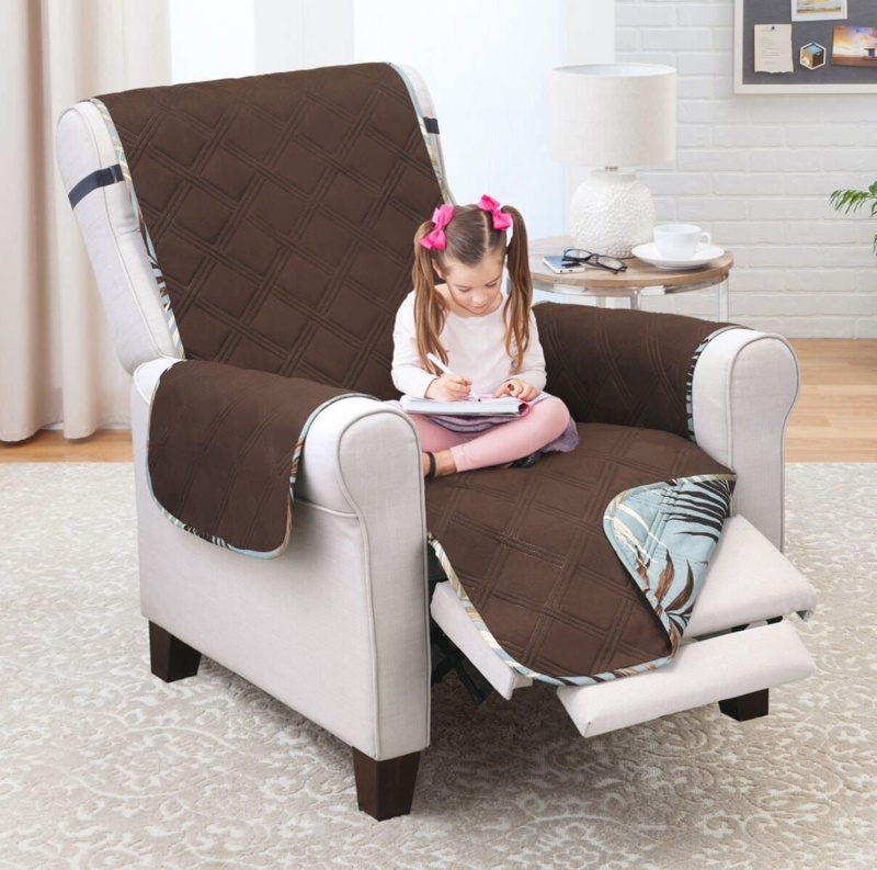 Quilted Furniture Slipcover with Water and Soil Resistance