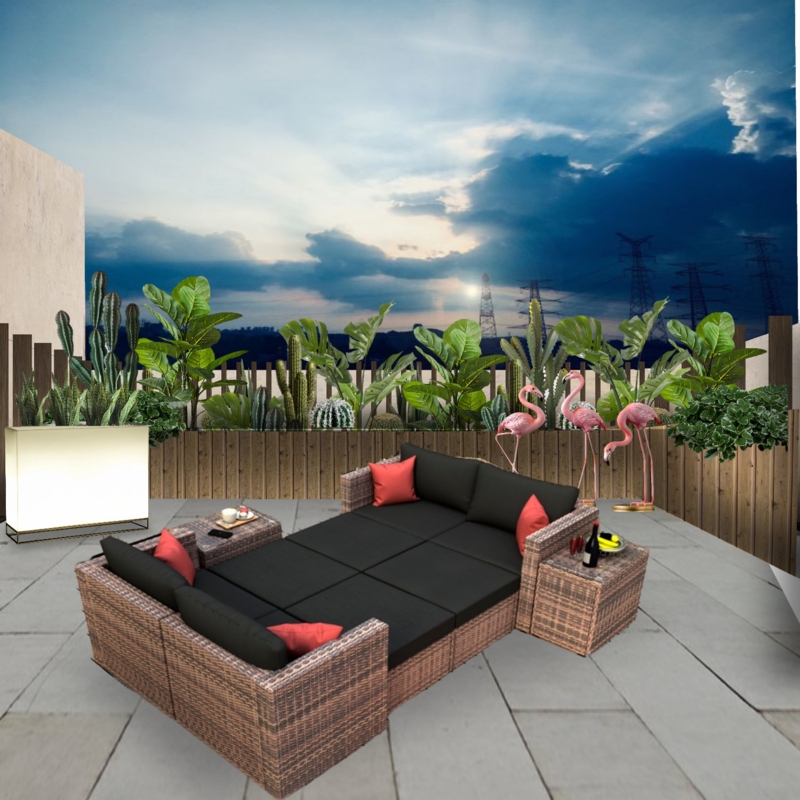 10-Piece Outdoor Conversation Set with Furniture Protection Cover