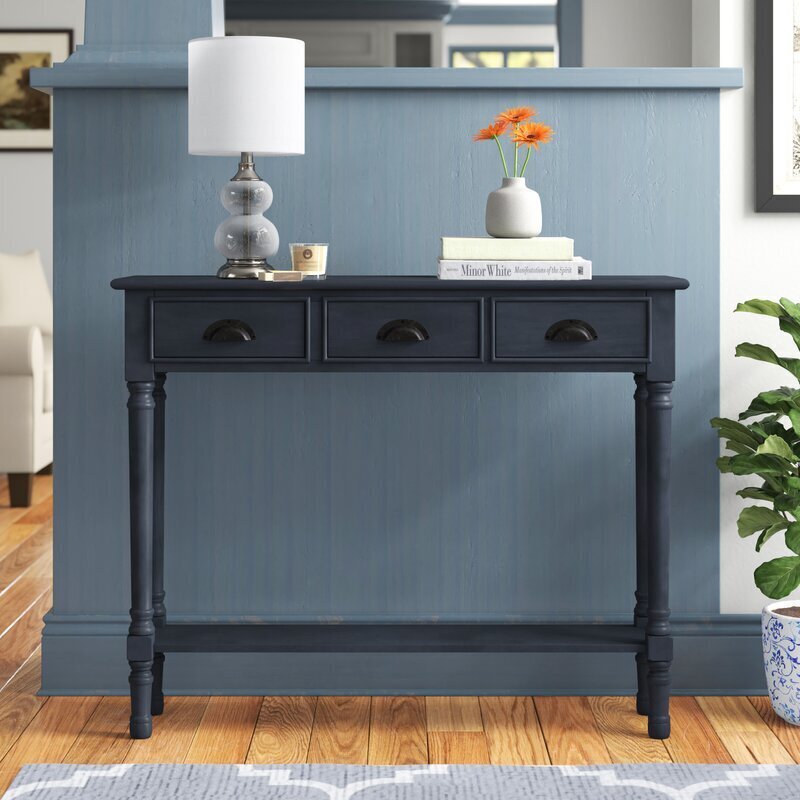 Tall Small Entryway Table with Three Drawers