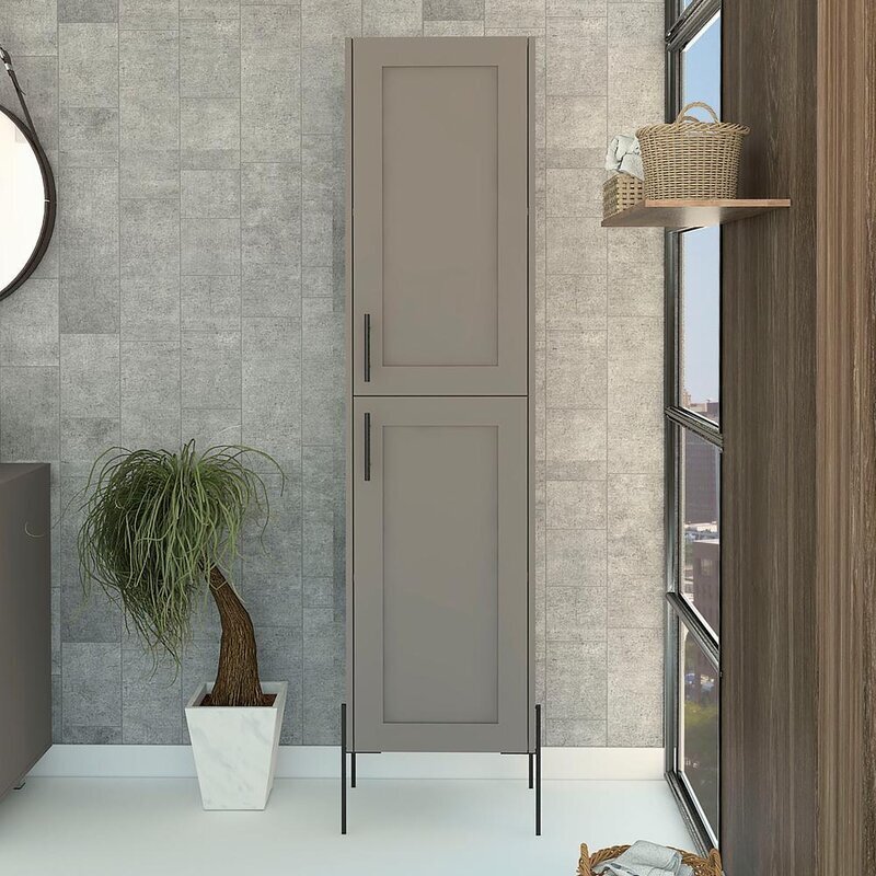 Taupe Colored Tall Bathroom Storage Cabinet