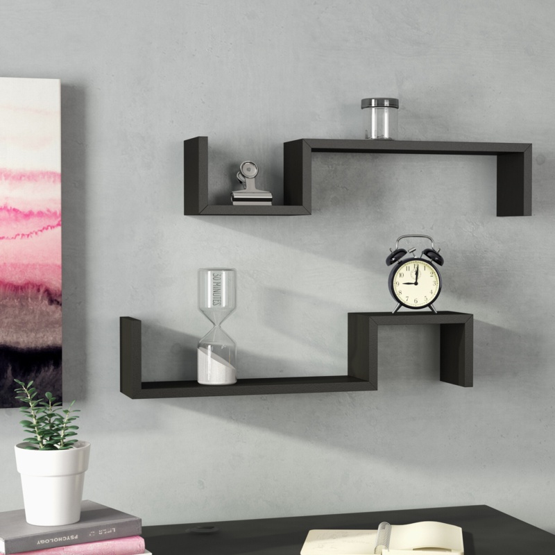 2-Piece S-Shape Floating Shelf Set