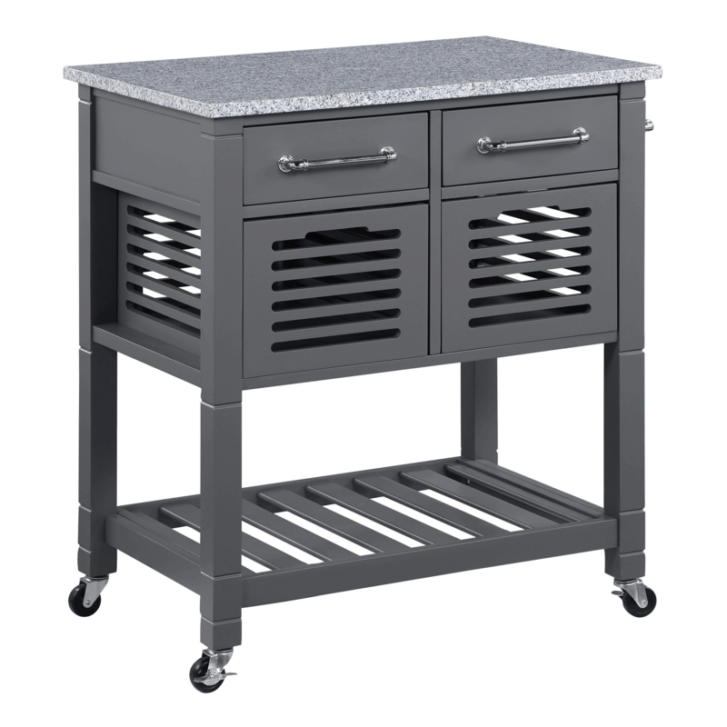 Kitchen Cart with Wood Top and Storage