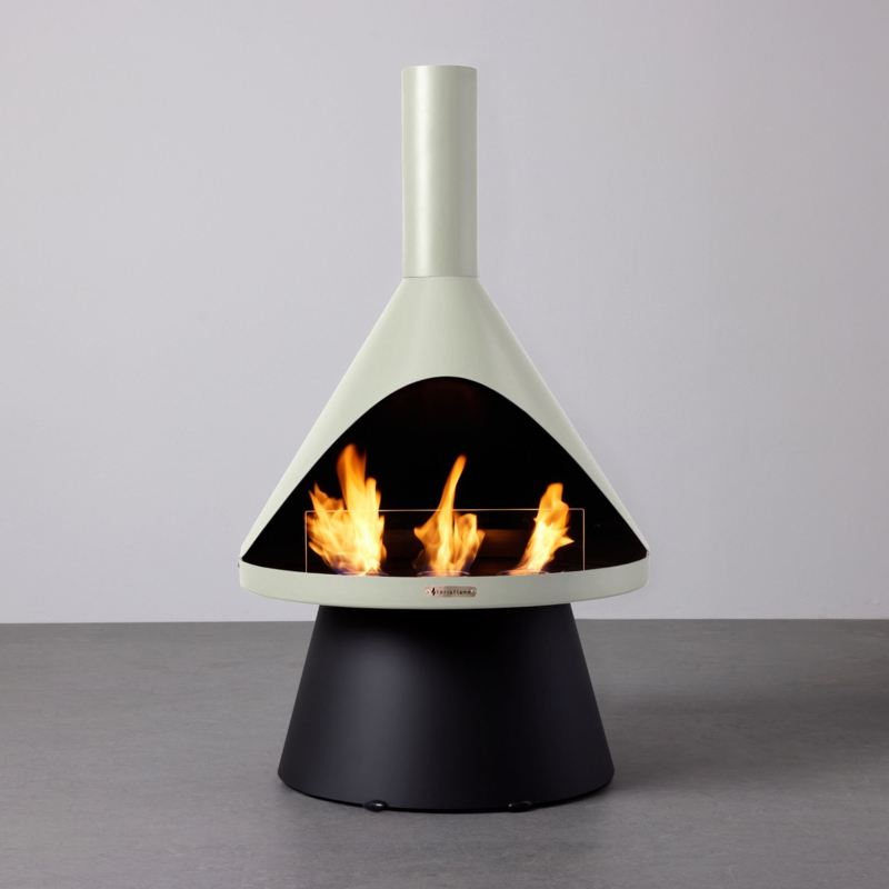 Modern Indoor-Outdoor Fireplace with Electroplated Steel