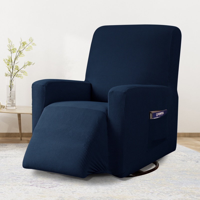 Textured Grid Stretch Box Cushion Recliner Slipcover
