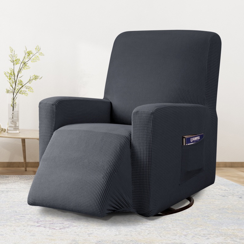 Textured Grid Stretch Box Cushion Recliner Slipcover
