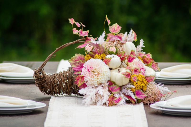 Thanksgiving Mixed Centerpieces in Basket