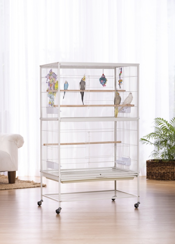 Thea 53'' Steel Flat Top Flight Cage with Wheels