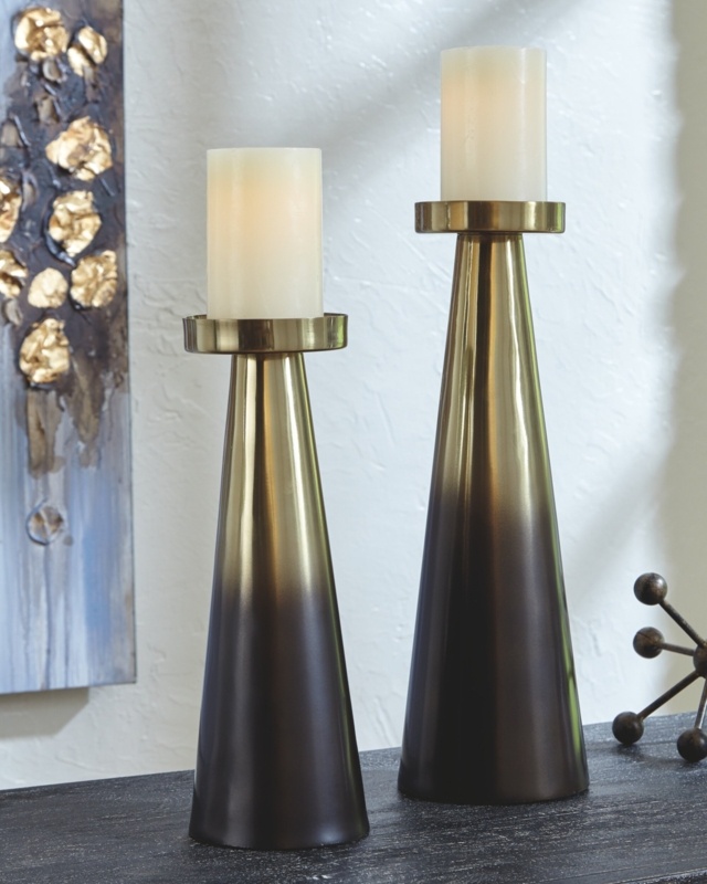 Theseus 2 Piece Stainless Steel Tabletop Candlestick Set