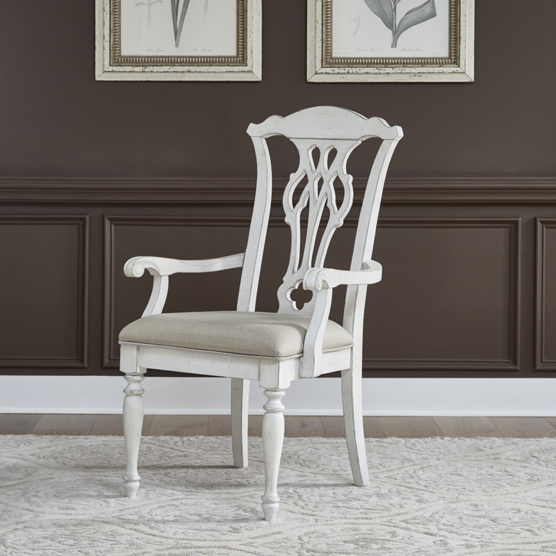 Splat-Back Armchair with Morgan Fabric Upholstery
