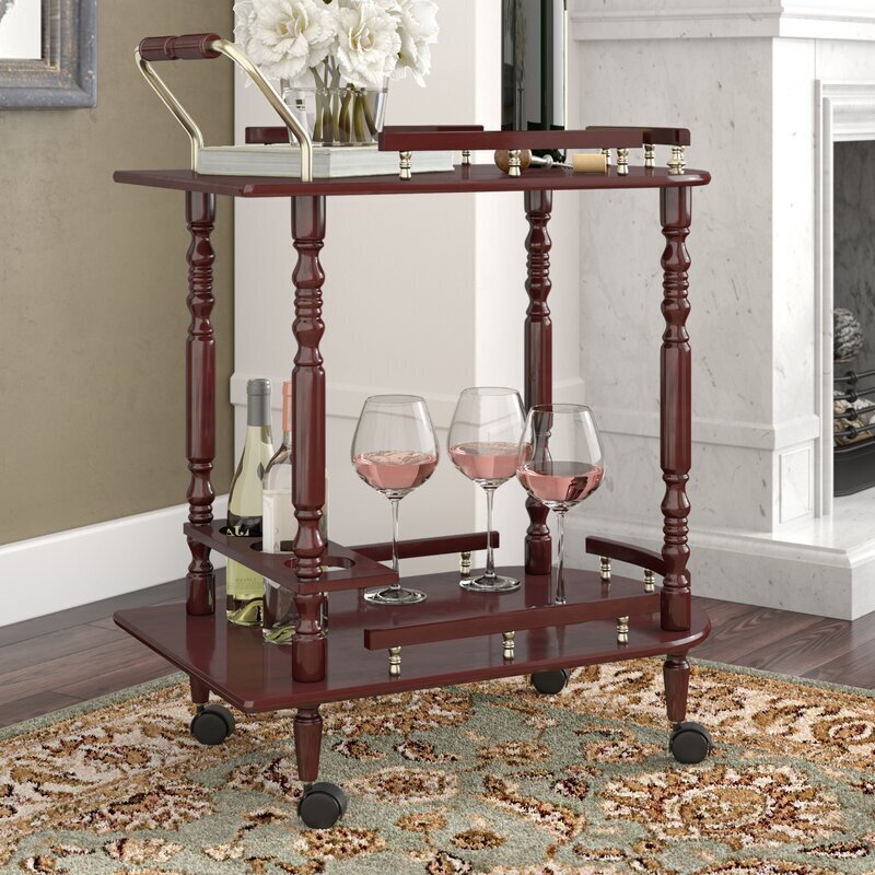 Three Tier Oval Wooden Minimalistic Antique Tea Cart