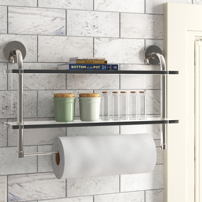 Elegant Two-Tier Glass Bathroom Shelf with Towel Rack