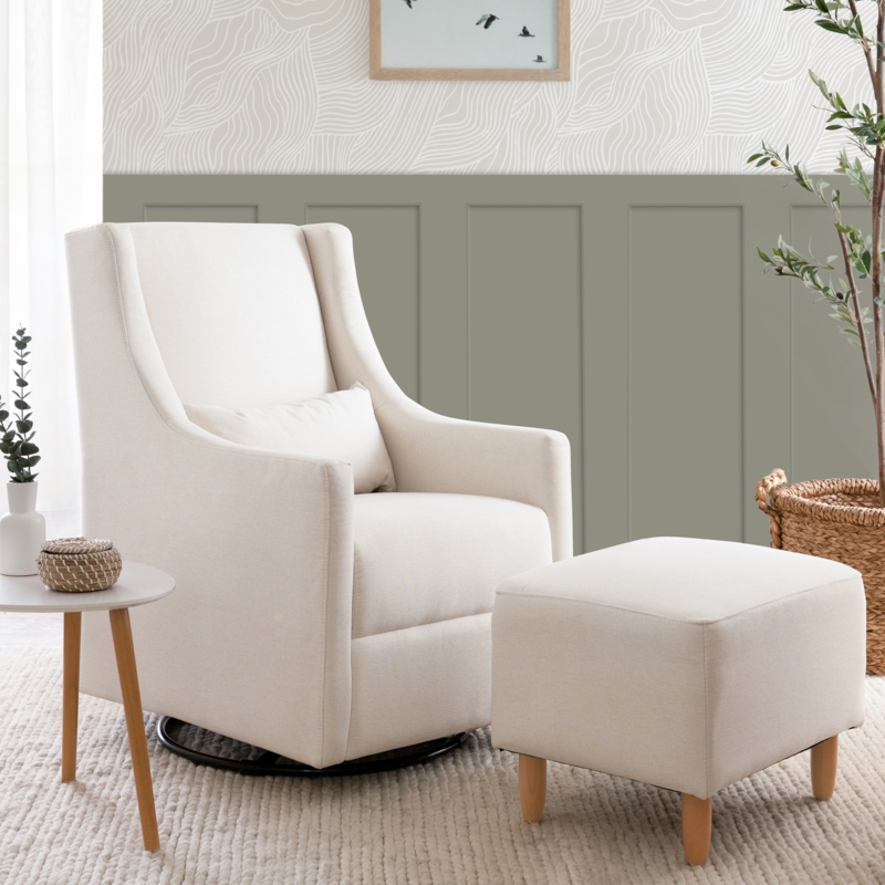Swivel Glider and Ottoman Set with Eco-Performance Fabric