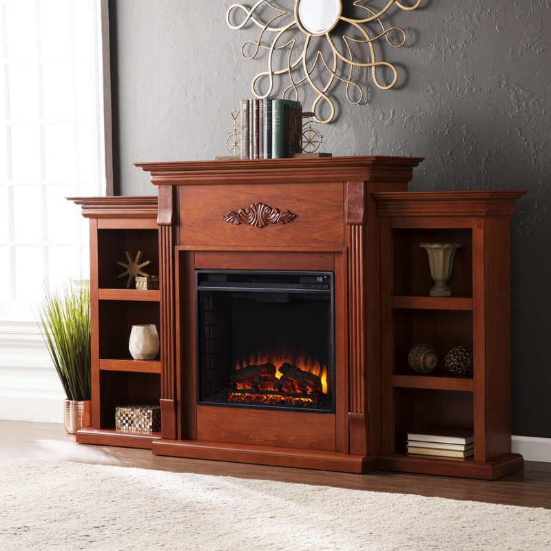 Elegant Electric Fireplace with Shelves