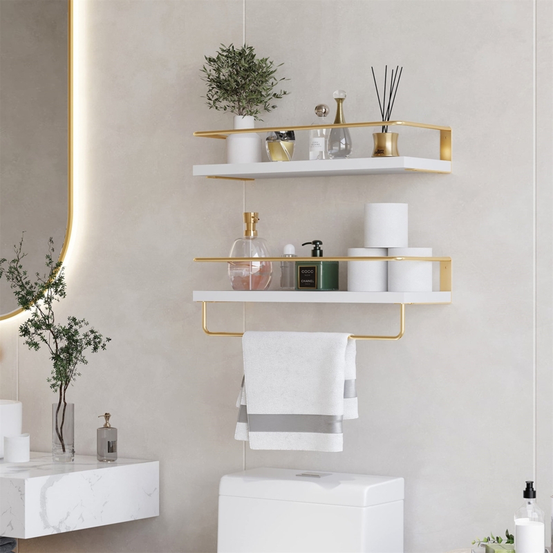 Floating Cedar Wood Shelves with White Finish