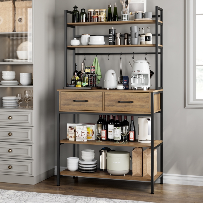 Baker's Rack with Prep Surface and Drawers