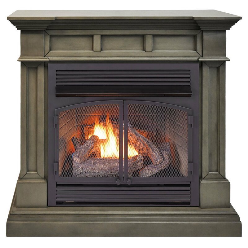 Traditional Corner Gas Log Fireplace