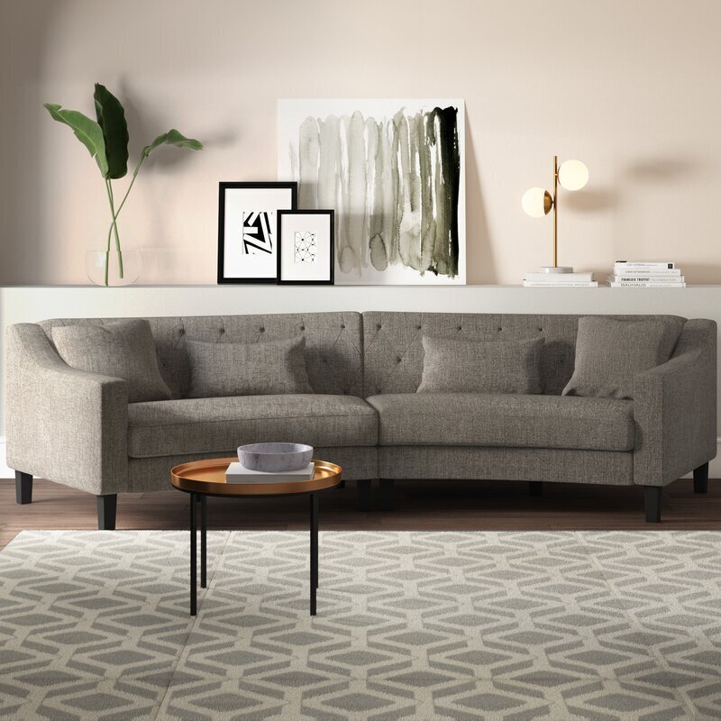 Traditional Curved Sectional Sofa for Small Space