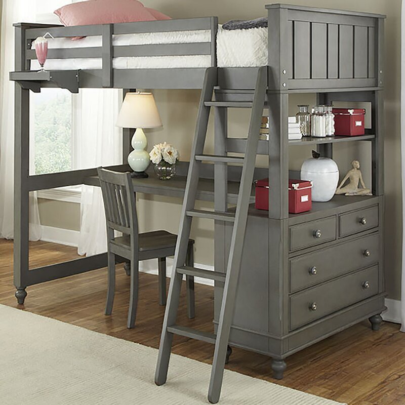 Traditional Loft Bed with Desk Underneath 
