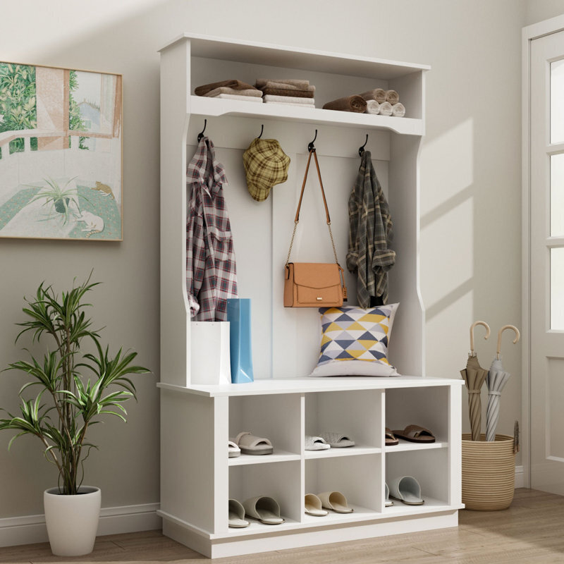 Traditional Wood Shoe And Coat Storage