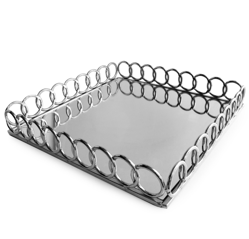 Elegant Silver Geometric Tray