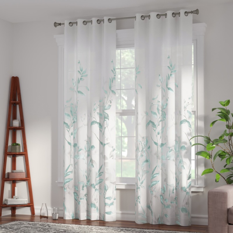 Trent Floral Printed Burnout Sheer Grommet Single Curtain Panel