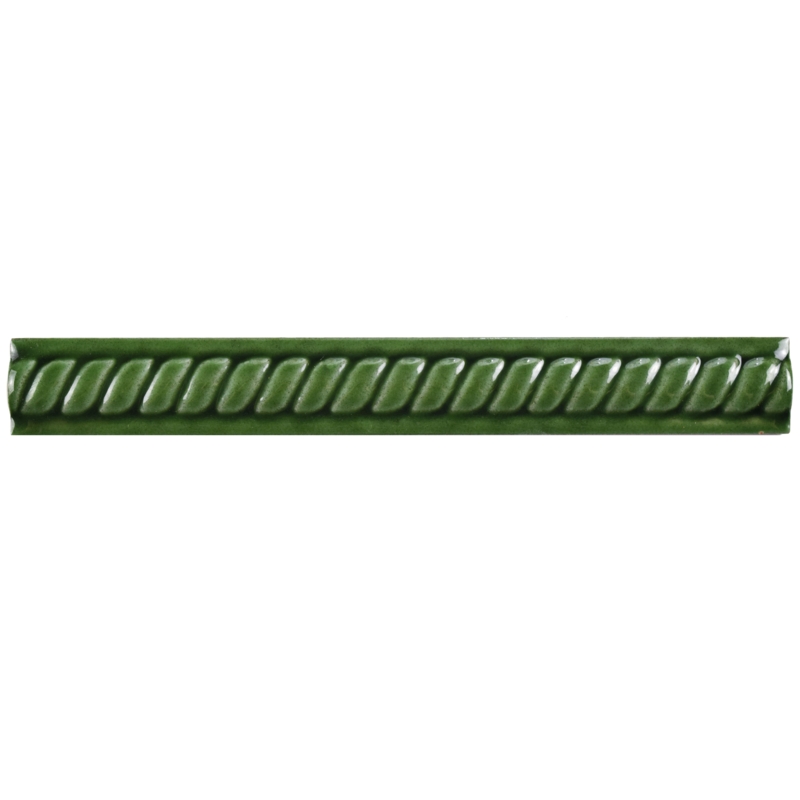 Glossy Ceramic Quarter Round Tile Trim with Rope Pattern