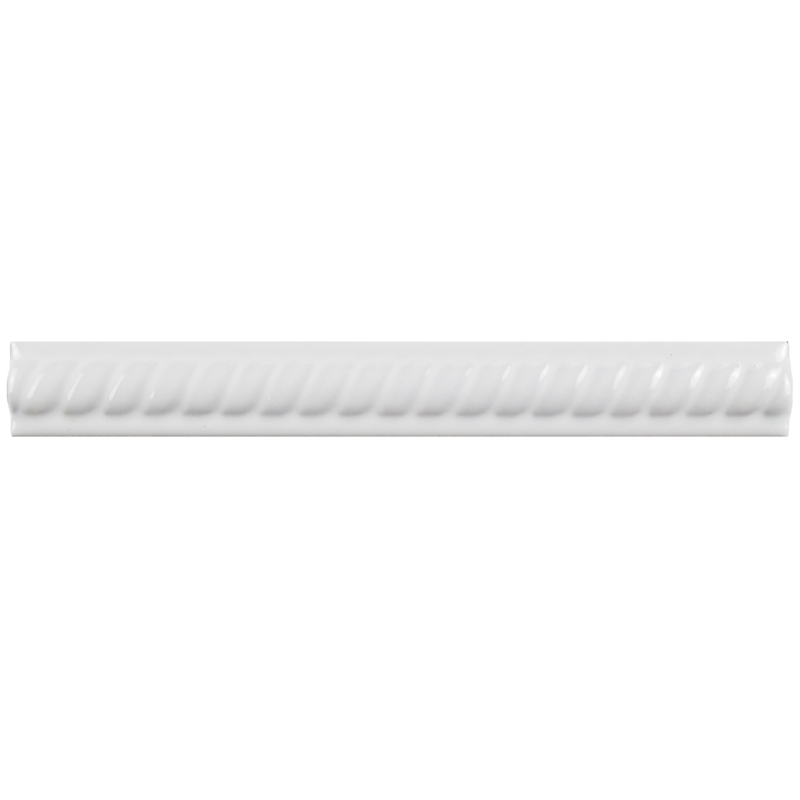 Glossy Ceramic Quarter Round Tile Trim 7.9" x 1" with Engraved Rope Pattern