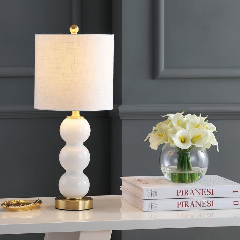 Triple Curved Milk Glass Hurricane Lamp
