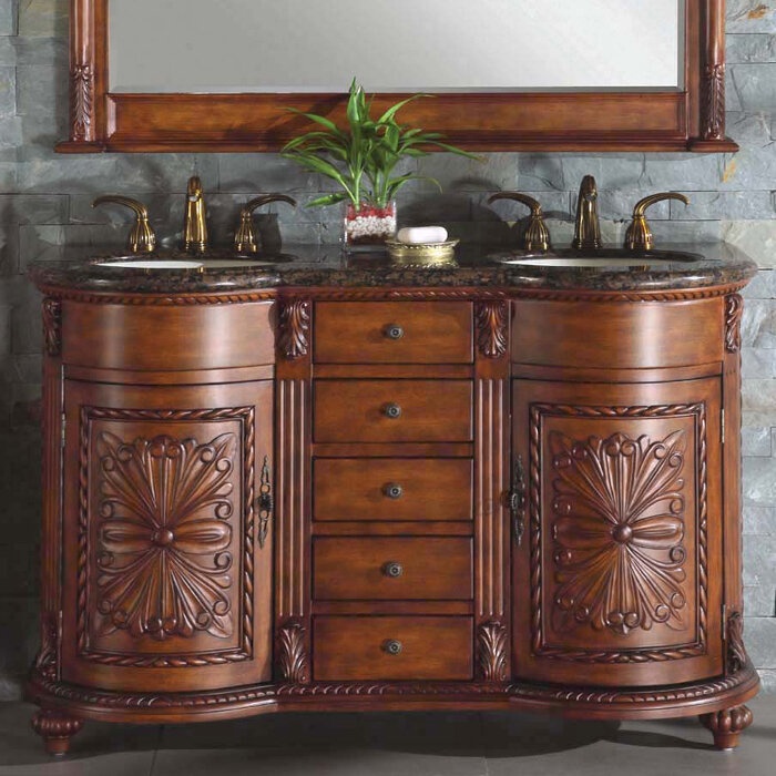 Truet 54'' Free-standing Double Bathroom Vanity with Granite Vanity Top