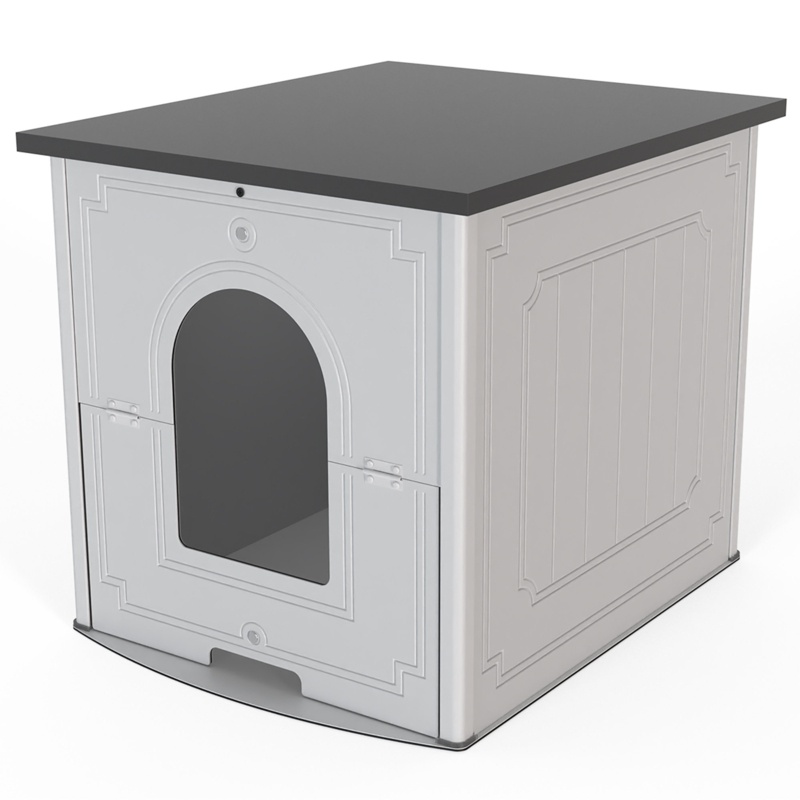 Tucker Murphy Pet™ Charlie Cat Litter Box Furniture Hidden, Pet House Enclosure, Enclosed Cat Cabinet, Magnetic Door Latch, Gray