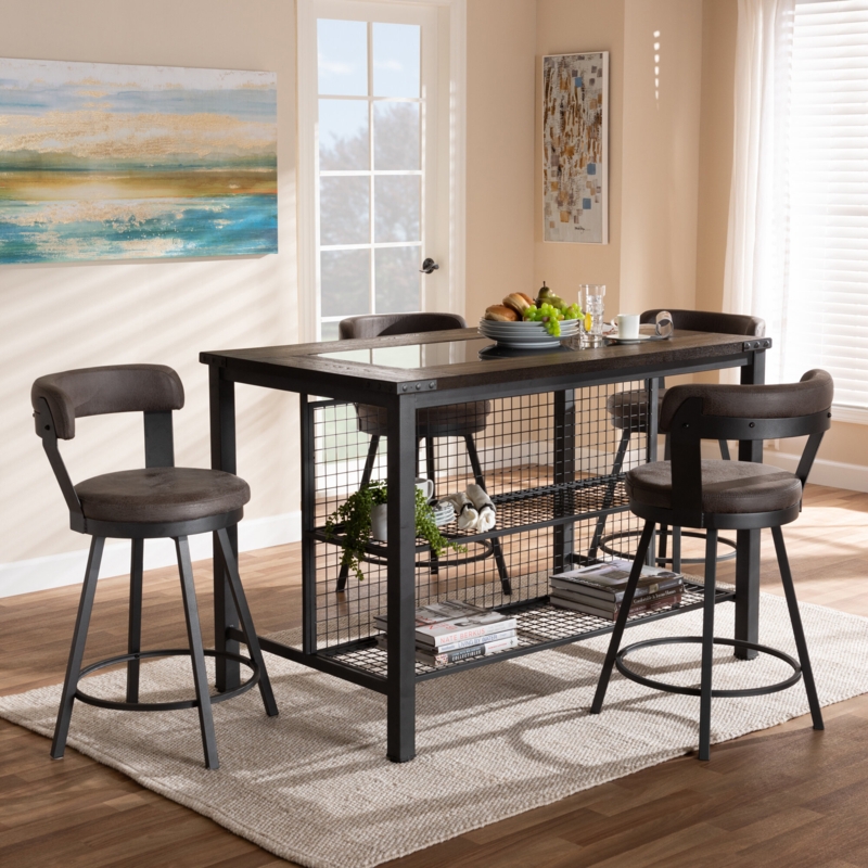 5-Piece Rustic Industrial Dining Set