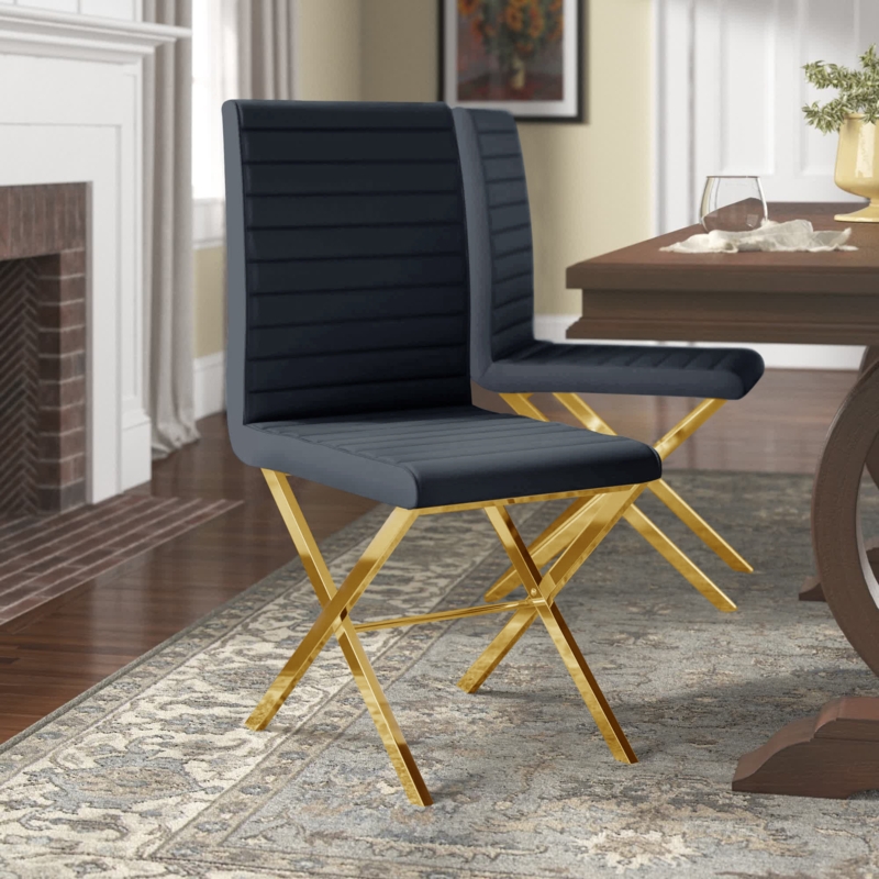 Set of 2 Modern Chrome Dining Chairs