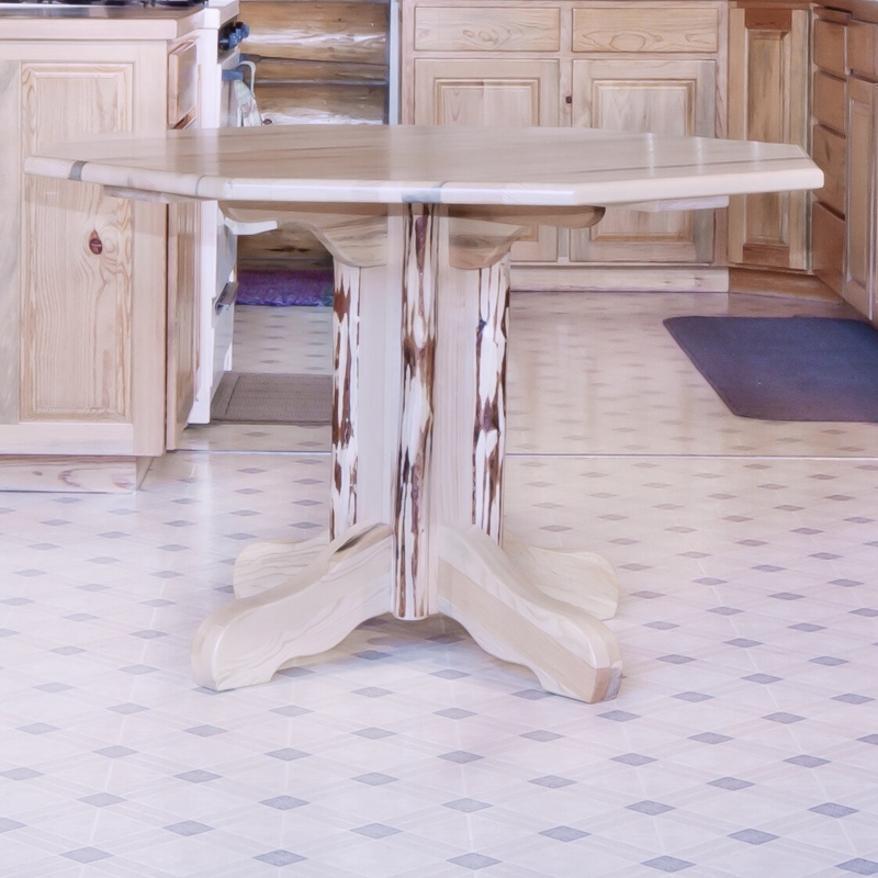 Rustic Log Dining Table with Pedestal Base