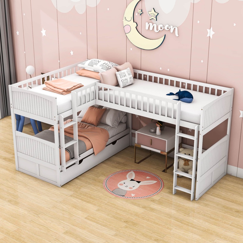 Twin Over Twin 2 Drawer Triple / Quad Bunk Bed by YUNMA