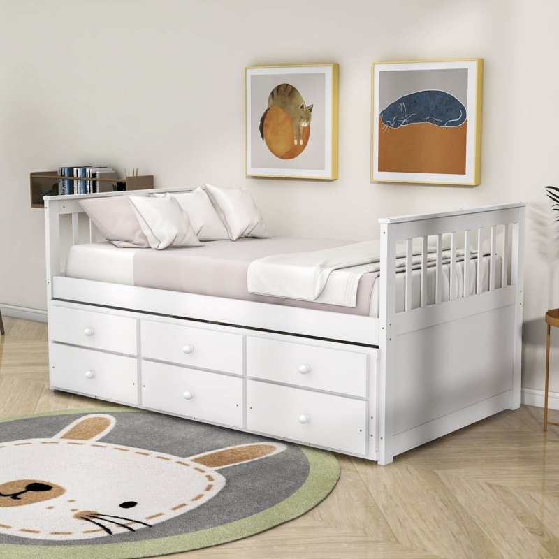 Platform Bed with Trundle and Drawers