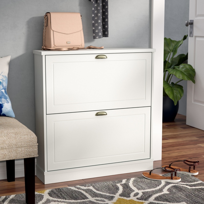 Two Row 10 Pair Shoe Storage Cabinet