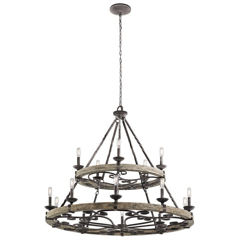 Two tier Wagon Wheel Medieval Chandelier