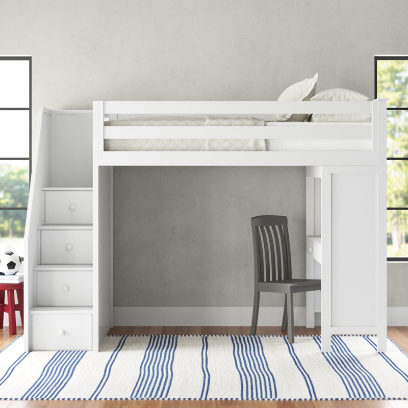 Tyree Twin 4 Drawer Solid Wood Loft Bed with Built-in-Desk by Three Posts™ Baby & Kids