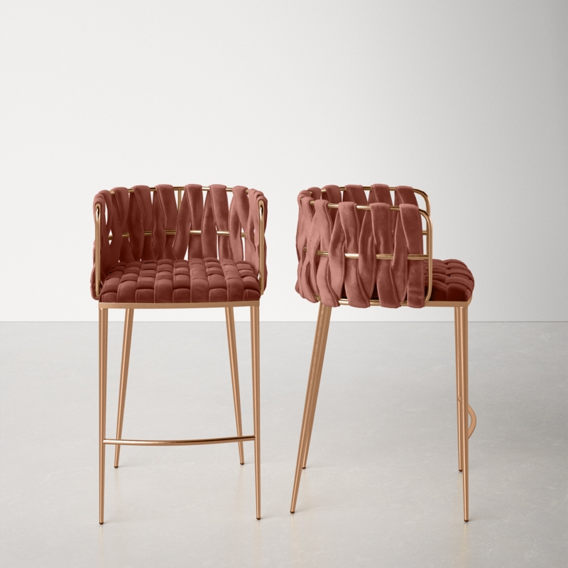 Modern Counter Stool with Faux Leather Seat