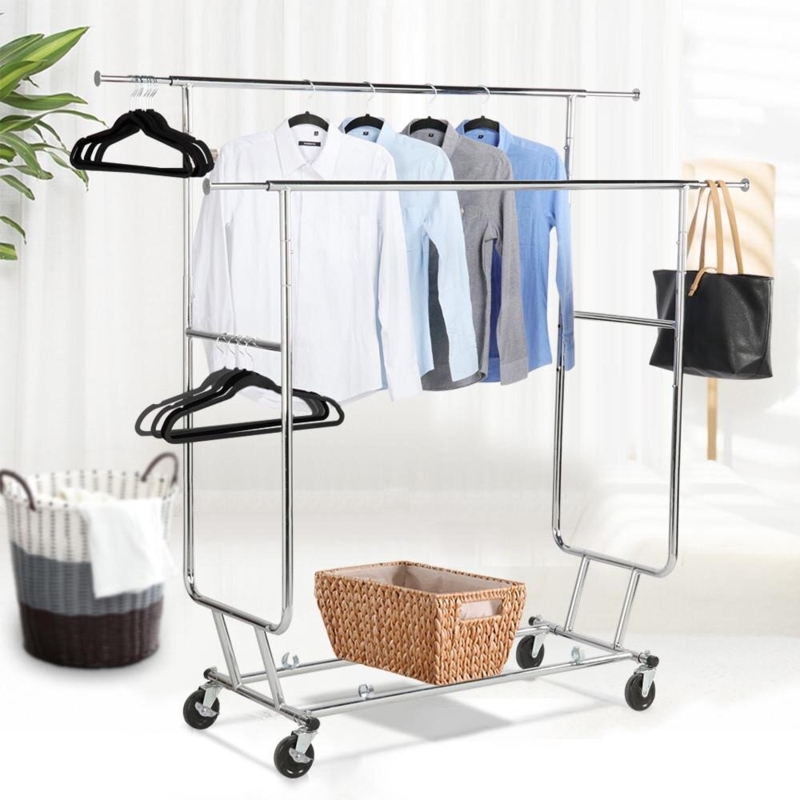 Single-Rail Rolling Garment Rack