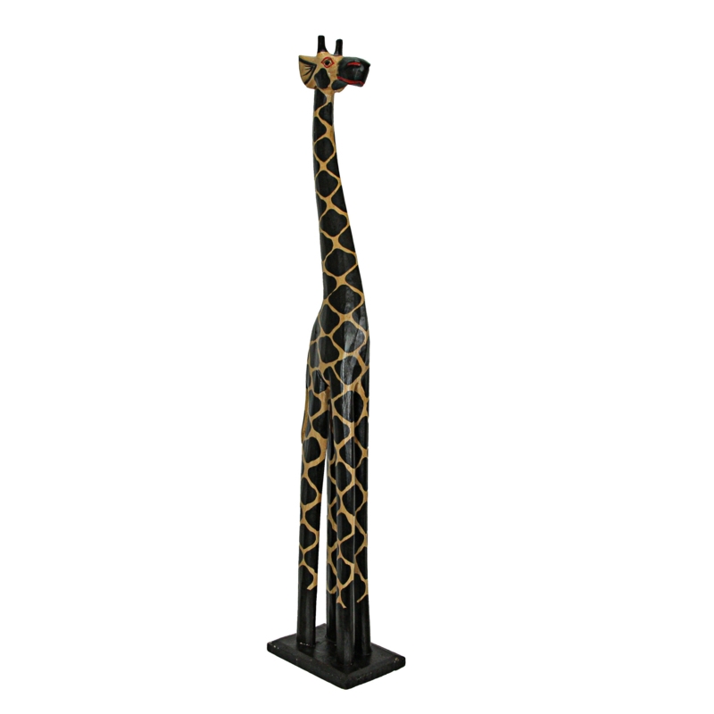 Hand-Crafted 36-inch Wooden Giraffe Statue