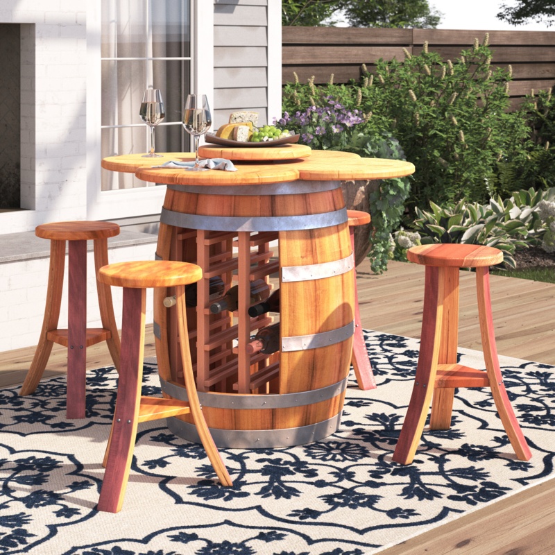 Uniontown 4 - Person Counter Height Solid Oak Dining Set