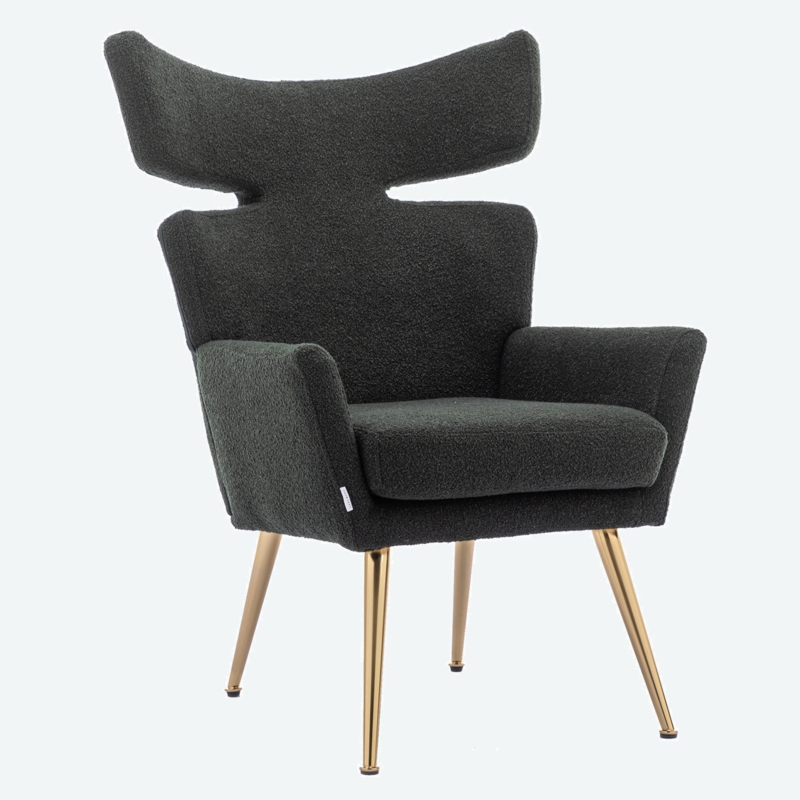 Striped Fabric Antique Oak Chair