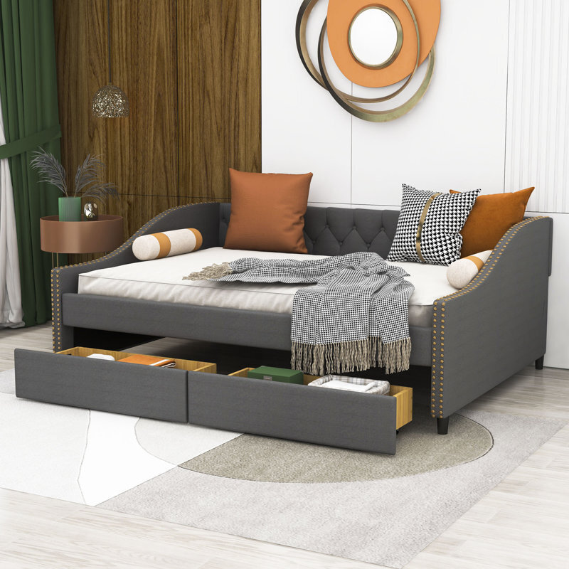 Upholstered Daybed With Drawers