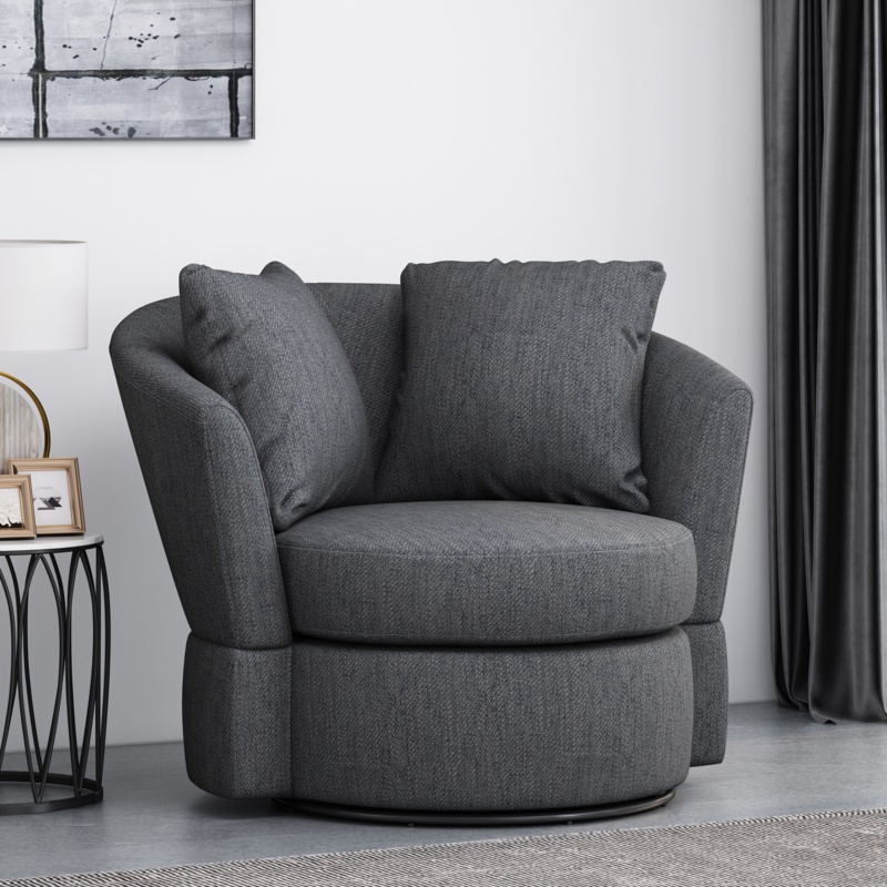 Upholstered Swivel Barrel Chair