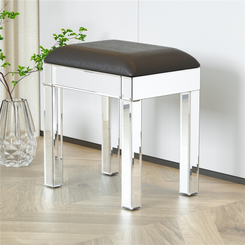 Silver Backless Vanity Stool