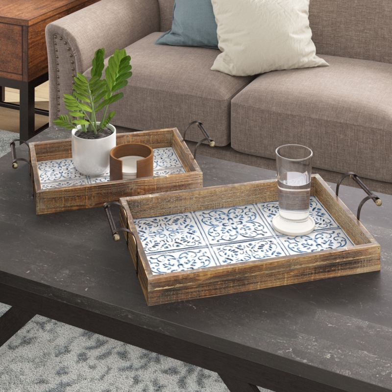 Farmhouse Style Decorative Tray Set